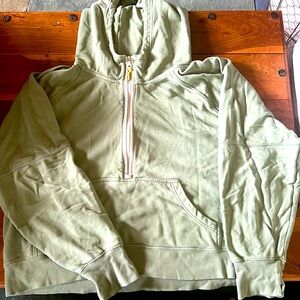 Light Green Hooded Quarter Zip Sweatshirt. OFFLINE by Aerie.